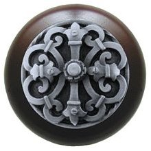 Notting Hill Cabinet Knob Chateau-Dark Walnut Antique Pewter 1-1-2" diameter - cabinetknobsonline