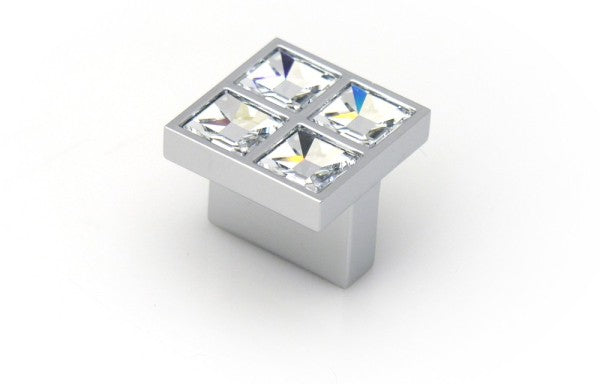 TOPEX DECORATIVE CABINET HARDWARE SMALL RECTANGULAR KNOB SWAROVSKI CRYSTALS - cabinetknobsonline