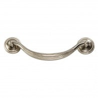 Hickory Cabinet Knobs and Pulls ROSETTE, BAIL, PULL 128MM C-C FANFARE Collection Satin Nickel - cabinetknobsonline