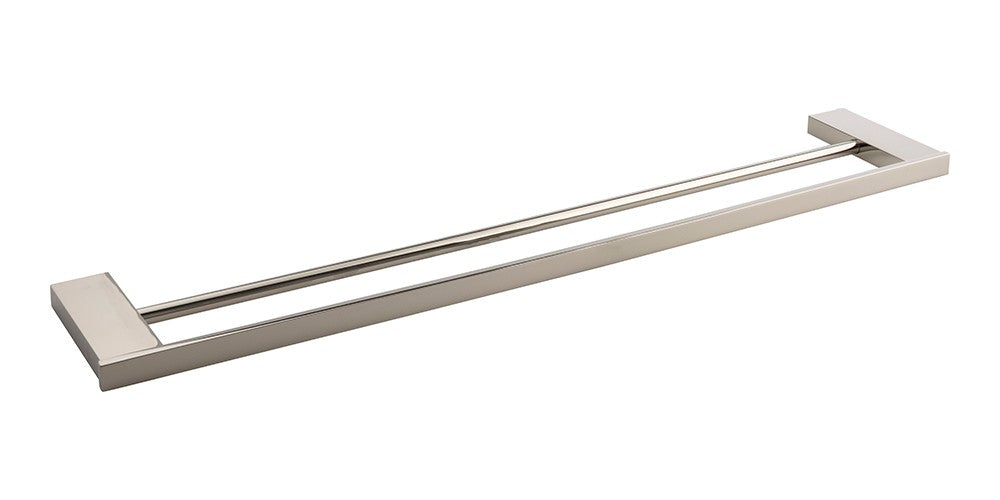 ATLAS HOMEWARES CABINET HARDWARE PARKER DOUBLE TOWEL BAR 600 MM CC POLISHED NICKEL - cabinetknobsonline