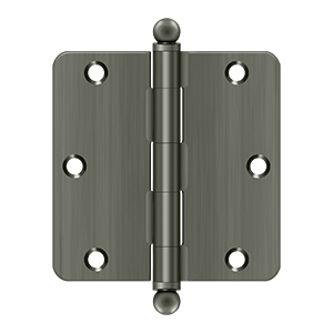 Deltana Architectural Hardware Steel & Stainless Steel Hinges 3 1-2"x 3 1-2"x 1-4" Radius Hinge, w- Ball Tips pair - cabinetknobsonline