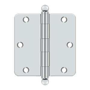 Deltana Architectural Hardware Steel & Stainless Steel Hinges 3 1-2"x 3 1-2"x 1-4" Radius Hinge, w- Ball Tips pair - cabinetknobsonline