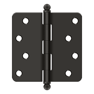 Deltana Architectural Hardware Steel & Stainless Steel Hinges 4"x 4"x 1-4" Radius Hinge, w- Ball Tips pair - cabinetknobsonline