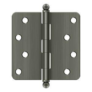 Deltana Architectural Hardware Steel & Stainless Steel Hinges 4"x 4"x 1-4" Radius Hinge, w- Ball Tips pair - cabinetknobsonline