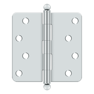 Deltana Architectural Hardware Steel & Stainless Steel Hinges 4"x 4"x 1-4" Radius Hinge, w- Ball Tips pair - cabinetknobsonline