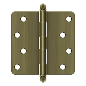 Deltana Architectural Hardware Steel & Stainless Steel Hinges 4"x 4"x 1-4" Radius Hinge, w- Ball Tips pair - cabinetknobsonline