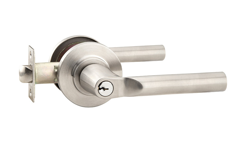 Emtek Door Hardware Stainless Steel  Key In  Leverset  Disc Rosette - cabinetknobsonline