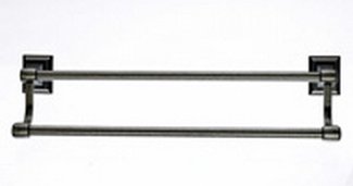 Top Knobs Bathroom Hardware Stratton 18" Double Towel Rod - Antique Pewter - cabinetknobsonline