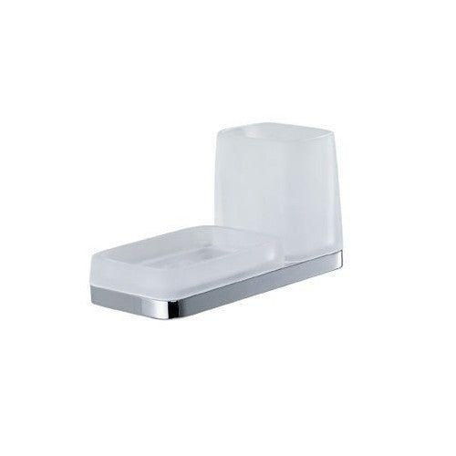 Colombo Design Time Collection Wall Mounted Soap Dish-Glass Holder - Chrome - cabinetknobsonline