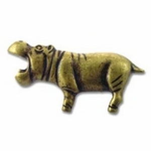 Big Sky Hardware-Animal Hippo Cabinet Knob Antique Brass - cabinetknobsonline