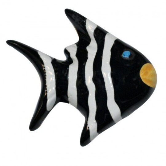 Nifty Nob Striped Angel Fish Knob-Black & White Facing Right - cabinetknobsonline