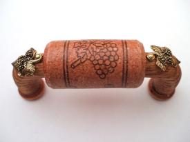 Vine Designs Cherry Cabinet Handle, matching cork, gold leaf accents - cabinetknobsonline