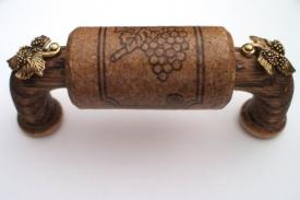 Vine Designs Espresso Cabinet Handle, matching cork, gold leaf accents - cabinetknobsonline