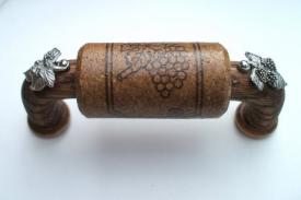 Vine Designs Espresso Cabinet Handle, matching cork, silver barrell accents - cabinetknobsonline
