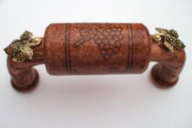 Vine Designs Mahogany Cabinet Handle, matching cork, gold leaf accents - cabinetknobsonline