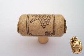 Vine Designs Natural Stem Cabinet knob, matching cork, gold barrel accents - cabinetknobsonline