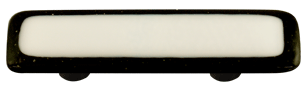 Hot Knobs Glass Cabinet Pull Black Border White - cabinetknobsonline