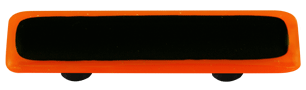 Hot Knobs Glass Cabinet Pull Opal Orange Border Collection Black - cabinetknobsonline