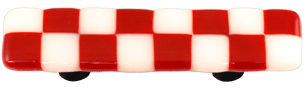 Hot Knobs Glass Cabinet Pull Brick Red White Squares - cabinetknobsonline