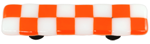 Hot Knobs Glass Cabinet Pull Opal Orange White Squares - cabinetknobsonline