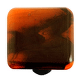 Hot Knobs Glass Cabinet Knob Black Swirl Opal Orange - cabinetknobsonline