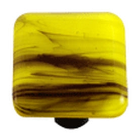 Hot Knobs Glass Cabinet Knob, Black Swirl Canary Yellow - cabinetknobsonline