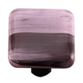 Hot Knobs Glass Cabinet Knob Black Swirl Dusty Lilac - cabinetknobsonline