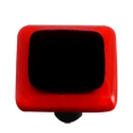 Hot Knobs Glass Cabinet Knob Black Brick Red Border - cabinetknobsonline