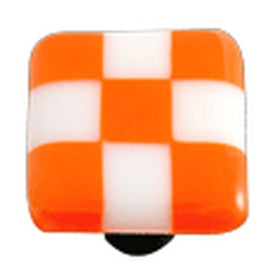 Hot Knobs Glass Cabinet Knob Opal Orange White Squares - cabinetknobsonline