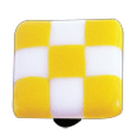 Hot Knobs Glass Cabinet Knob Sunflower Yellow White Squares - cabinetknobsonline