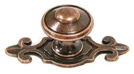 Top Knobs Cabinet Hardware Britannia Collection Canterbury Knob 1 1-4" w-Backplate-Old English Copper - cabinetknobsonline