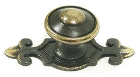 Top Knobs Cabinet Hardware Britannia Collection Canterbury Knob 1 1-4" w-Backplate-Drk Antique Brass - cabinetknobsonline