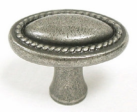 Top Knobs Cabinet Hardware Somerset II Collection Oval Rope Knob 1 1-4"  - Pewter Antique - cabinetknobsonline