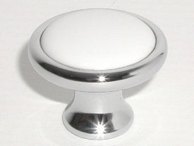 Top Knobs Cabinet Hardware Nouveau Collection Ceramic Knob 1 1-4" -Polished Chrome & White Ceramic - cabinetknobsonline