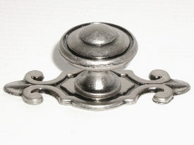 Top Knobs Cabinet Hardware Britannia Collection Canterbury Knob 1 1-4" w-Backplate - Pewter Antique - cabinetknobsonline