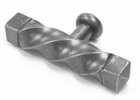 Top Knobs Cabinet Hardware Normandy Collection Square Twist T Handle 3 3-16"  (c-c) - Pewter - cabinetknobsonline